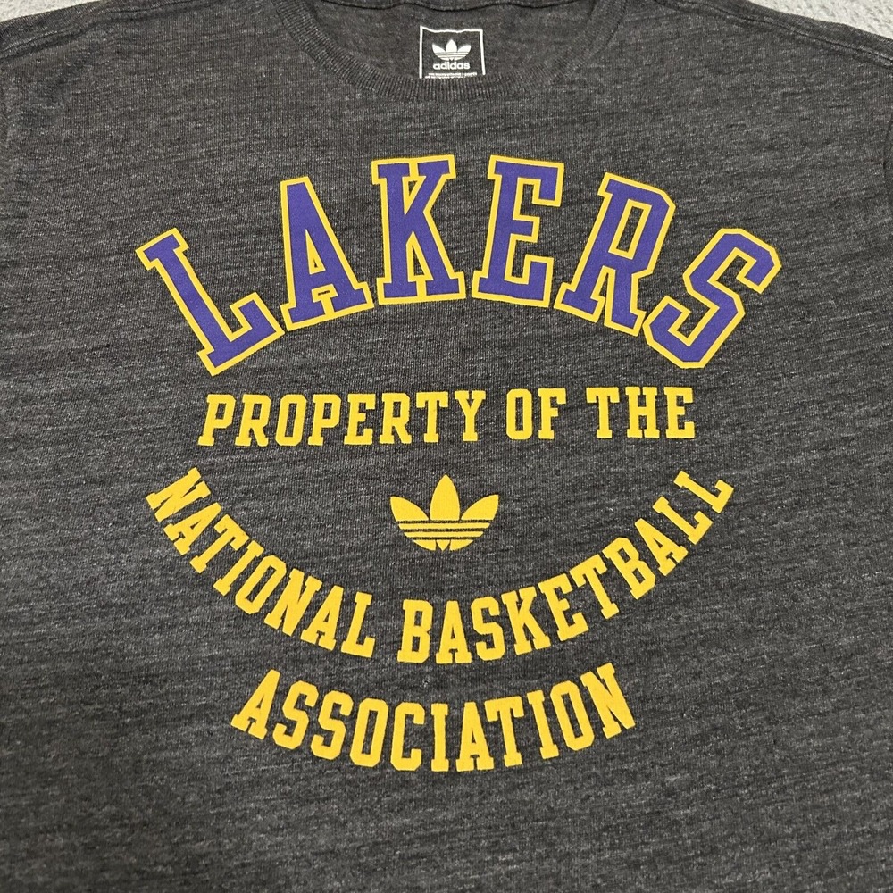 Los Angeles Lakers Shirt Mens‎ Small Gray NBA Basketball Short Sleeve Adidas - Picture 3 of 10